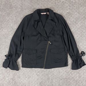 Laurie Felt Jacket Womens Six Moto Asymmetric Zipper Soft Shell Black